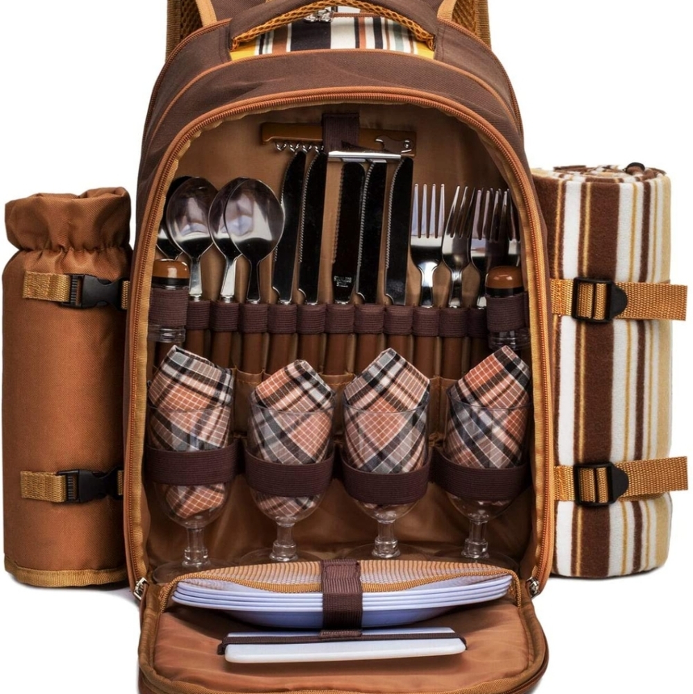 Apollo Walker Picnic Backpack Brown/Tan for 4